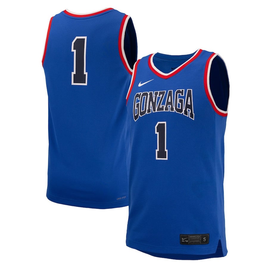 #1 Gonzaga Bulldogs Basketball Jersey - Royal