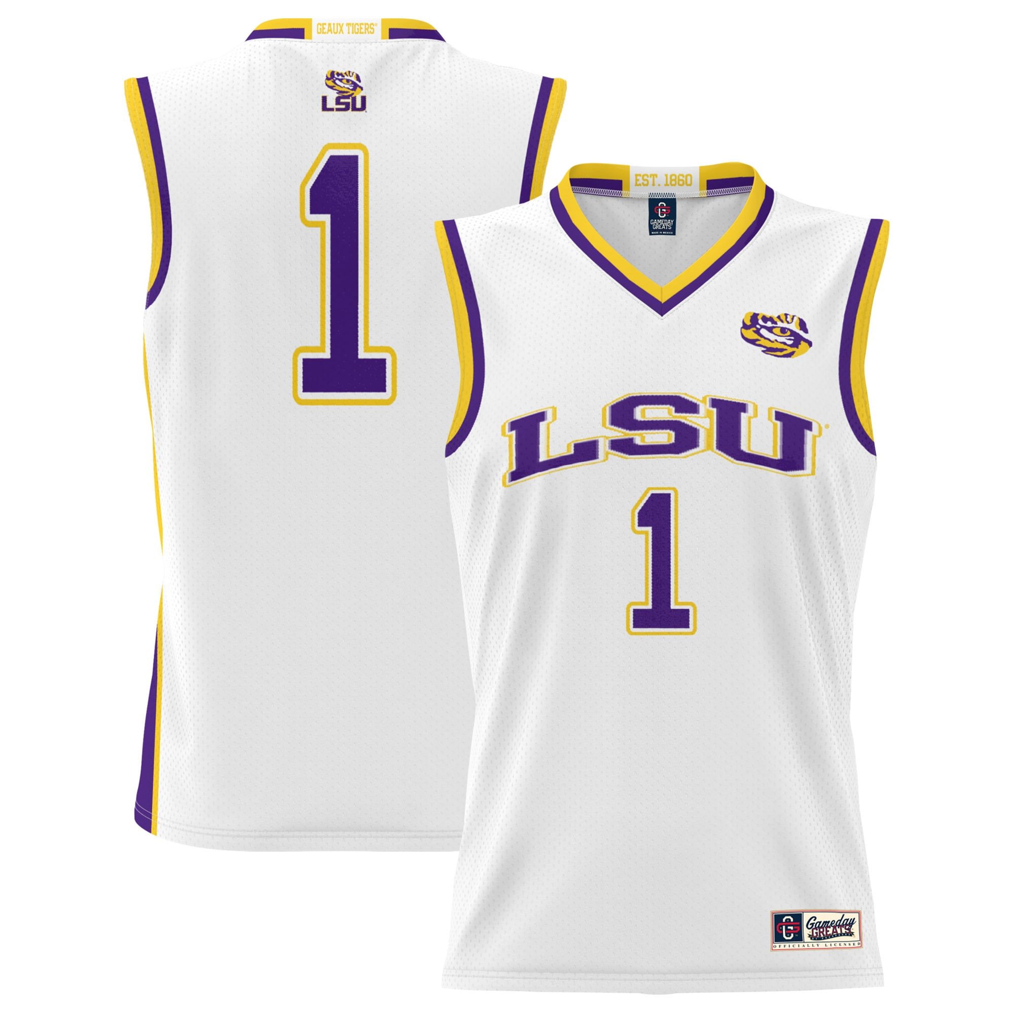 #1 Lsu Tigers Prosphere Basketball Men Jersey - White