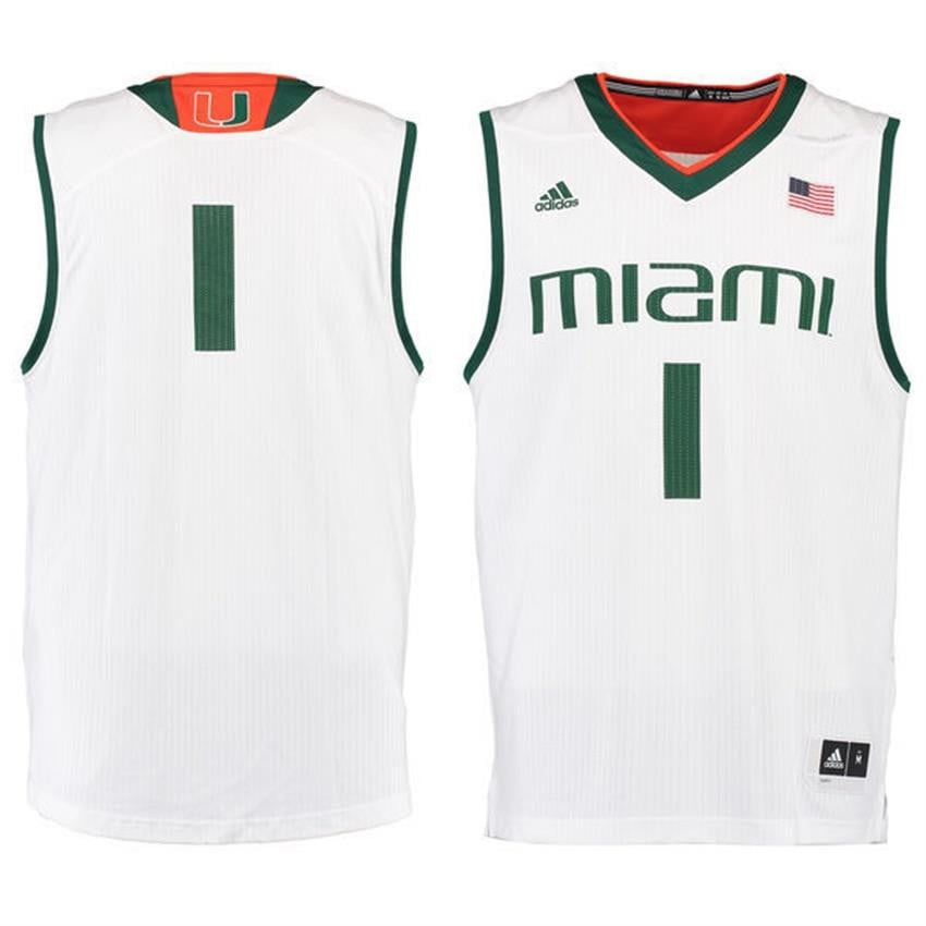 1 Male Miami Hurricanes White Basketball Premier Tank Top Jersey