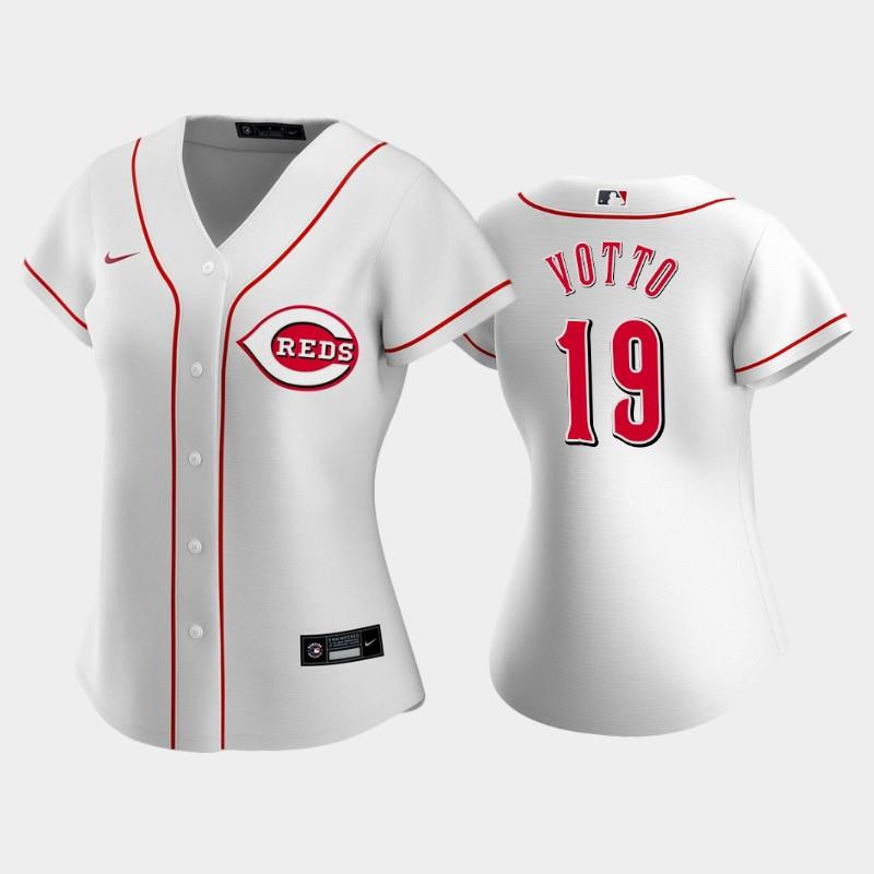 19 Joey Votto Reds Home White Women's Jersey