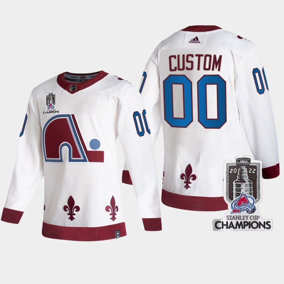 2022 Stanley Cup Champs Custom 00 Colorado Avalanche White Jersey Reverse Retro