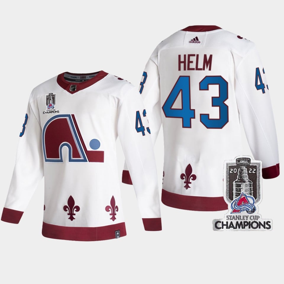 2022 Stanley Cup Champs Darren Helm 43 Colorado Avalanche White Jersey Reverse Retro