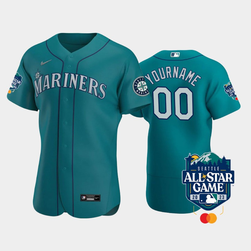 2023 All-star Game Seattle Mariners 00 Custom Aqua Jersey