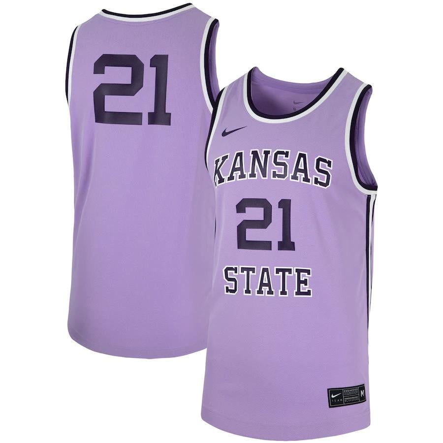 21 Kansas State Wildcats Throwback Basketball Jersey - Purple