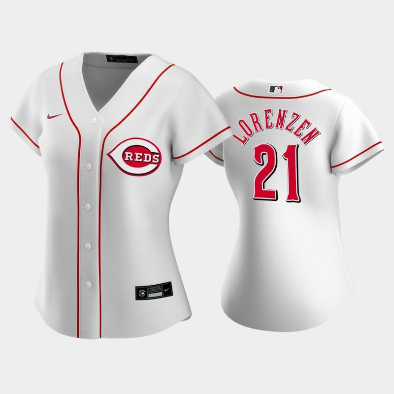 21 Michael Lorenzen Reds Home White Women's Jersey