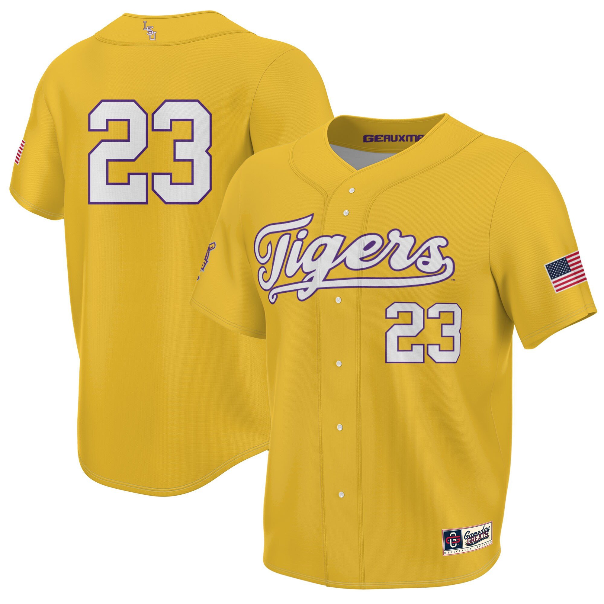 #23 Lsu Tigers 2023 World Series Champions Jersey - Men Gold