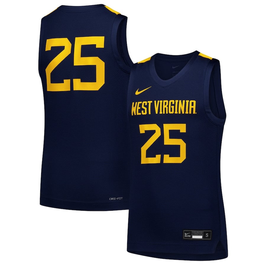 #25 West Virginia Mountaineers Basketball Jersey - Navy