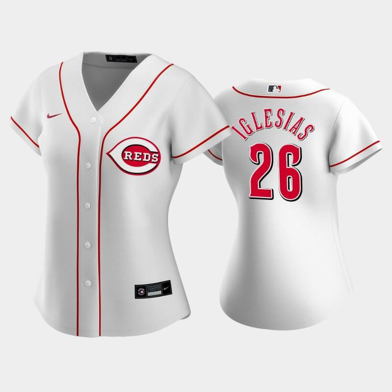 26 Raisel Iglesias Reds Home White Women's Jersey