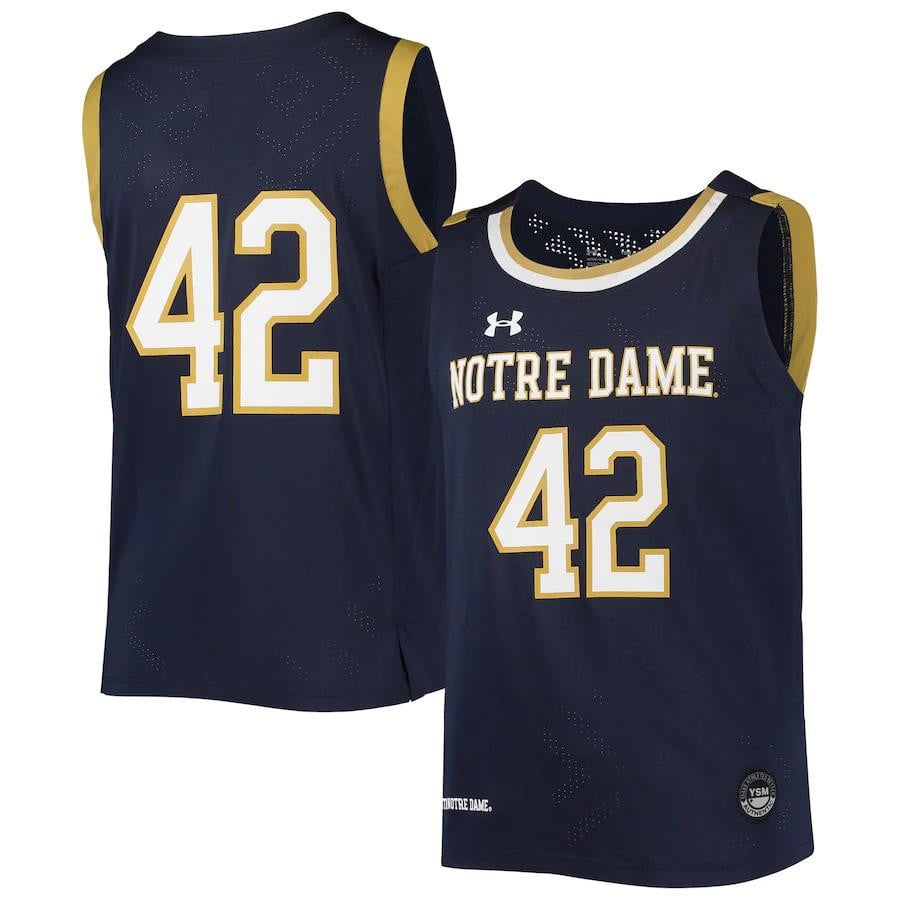 42 Notre Dame Fighting Irish Under Armour Youth Basketball Jersey - Navy