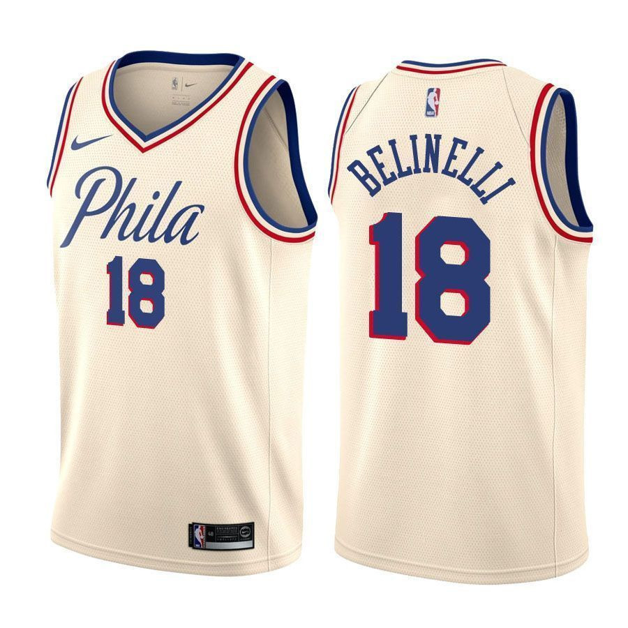 76er Male Marco Belinelli 18 City Edition Natural Jersey