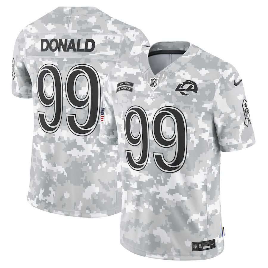 Aaron Donald 99 Los Angeles Rams 2024 Salute To Service Retired Player Limited Men Jersey - Arctic Camo Js7360