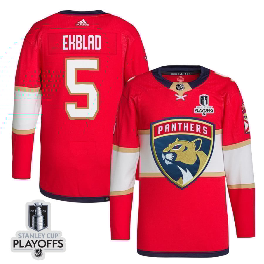 Aaron Ekblad 5 Florida Panthers 2024 Nhl Playoffs Patch Home Jersey - Men, Red