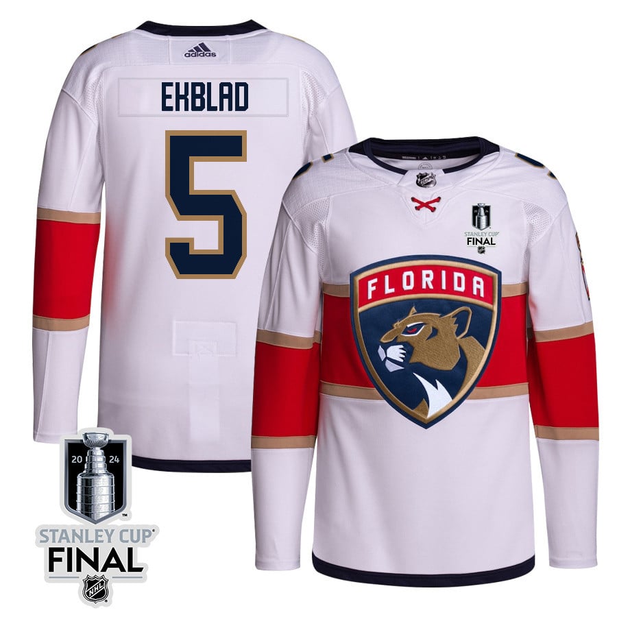 Aaron Ekblad 5 Florida Panthers 2024 Stanley Cup Final Away Breakaway Jersey - Men, White