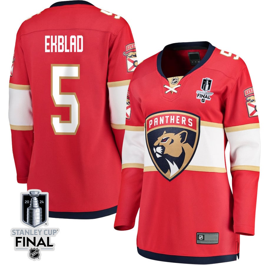 Aaron Ekblad 5 Florida Panthers 2024 Stanley Cup Final Women's Home Breakaway Jersey - Red