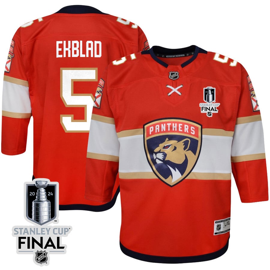 Aaron Ekblad 5 Florida Panthers 2024 Stanley Cup Final Youth Home Breakaway Jersey - Red