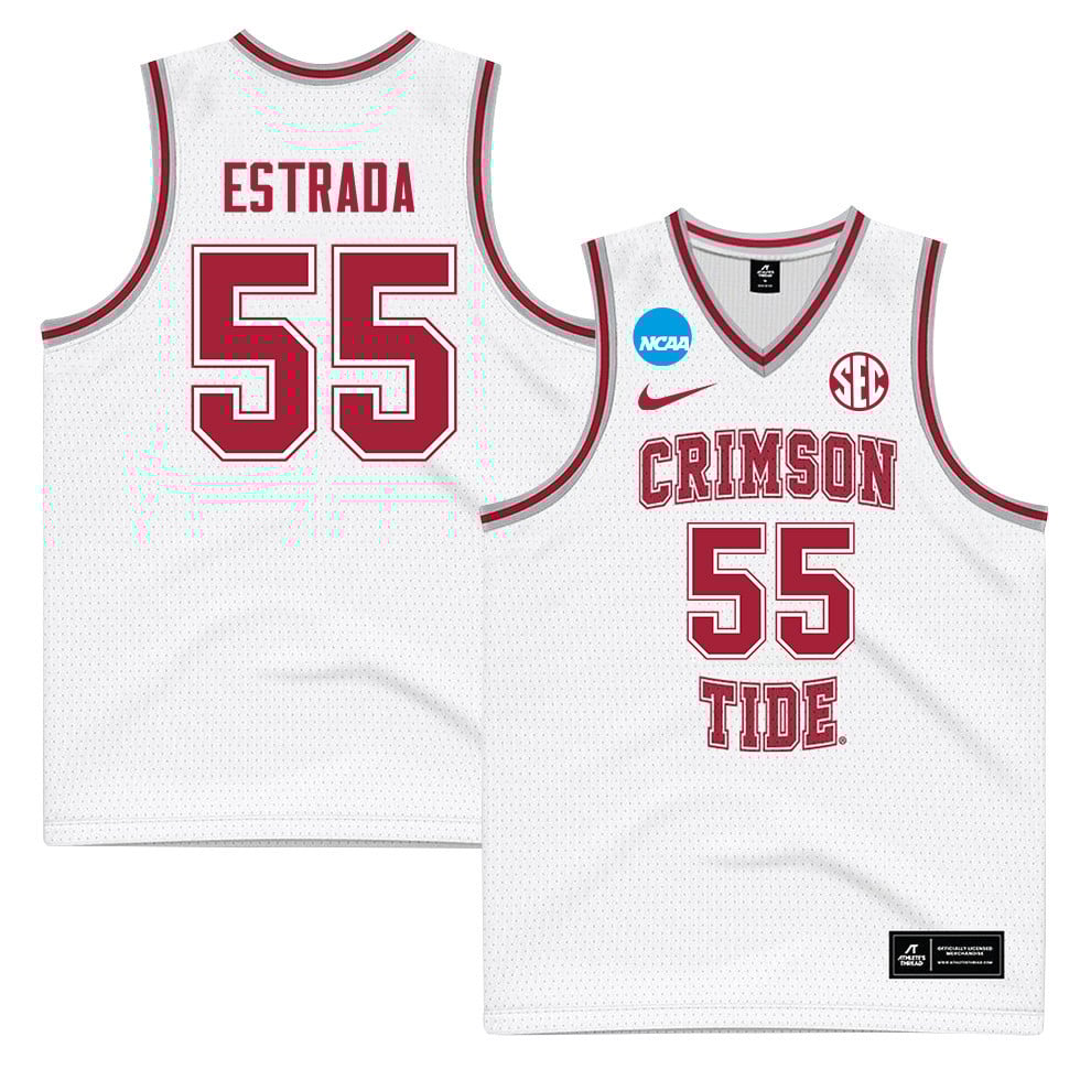 Aaron Estrada 55 Alabama Crimson Tide 2024 Men's Basketball Jersey - White, Unisex Jersey