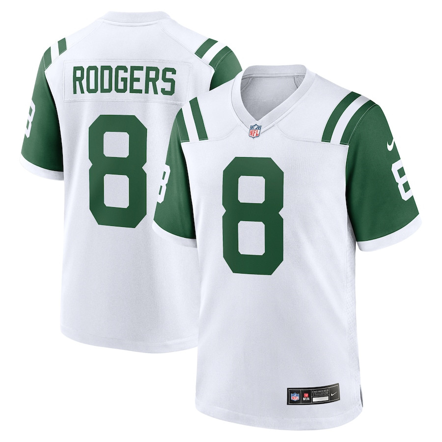 Aaron Rodgers 8 New York Jets Classic Alternate Game Men Jersey - White Js9552