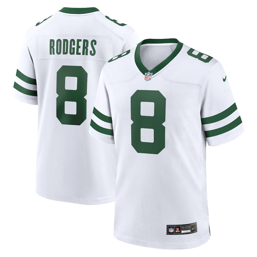 Aaron Rodgers 8 New York Jets Game Men Jersey - Legacy White Js7813