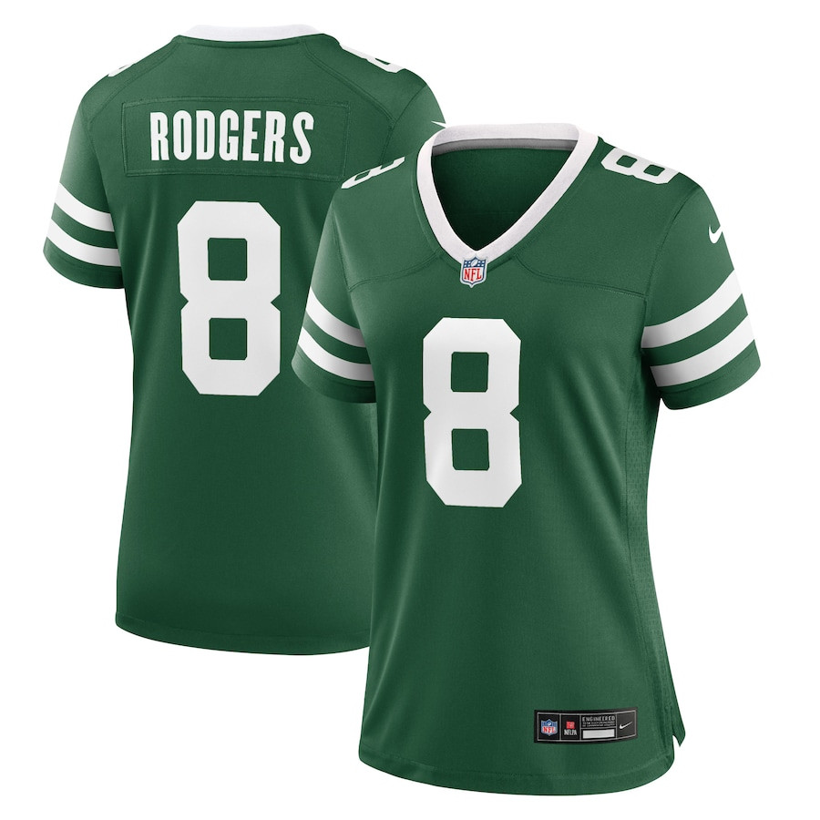 Aaron Rodgers 8 New York Jets Game Women Jersey - Legacy Green Js1131