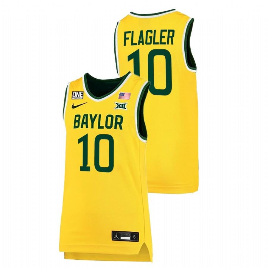 Adam Flagler 10 Gold Baylor Bears 2022 Big 12 College Basketball Jersey