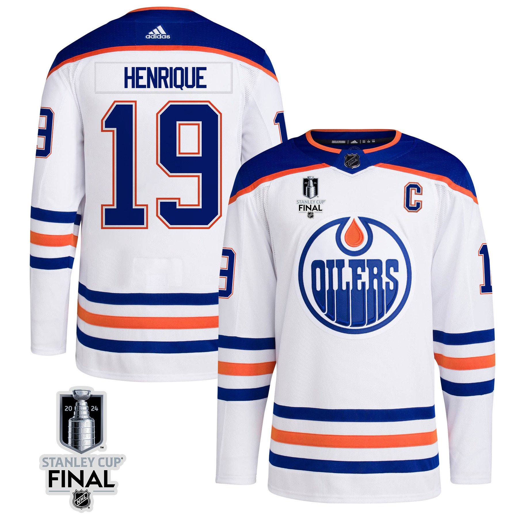 Adam Henrique 19 Edmonton Oilers 2024 Stanley Cup Final Away Jersey - Men, White