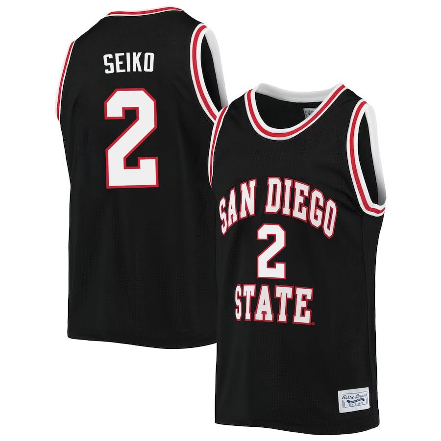 Adam Seiko 2 San Diego State Aztecs 2023 Basketball Jersey- Men Black