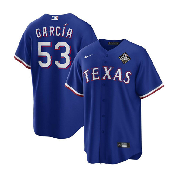 Adolis Garc?a 53 Texas Rangers 2023 World Series Stitched Baseball Jersey - Royal