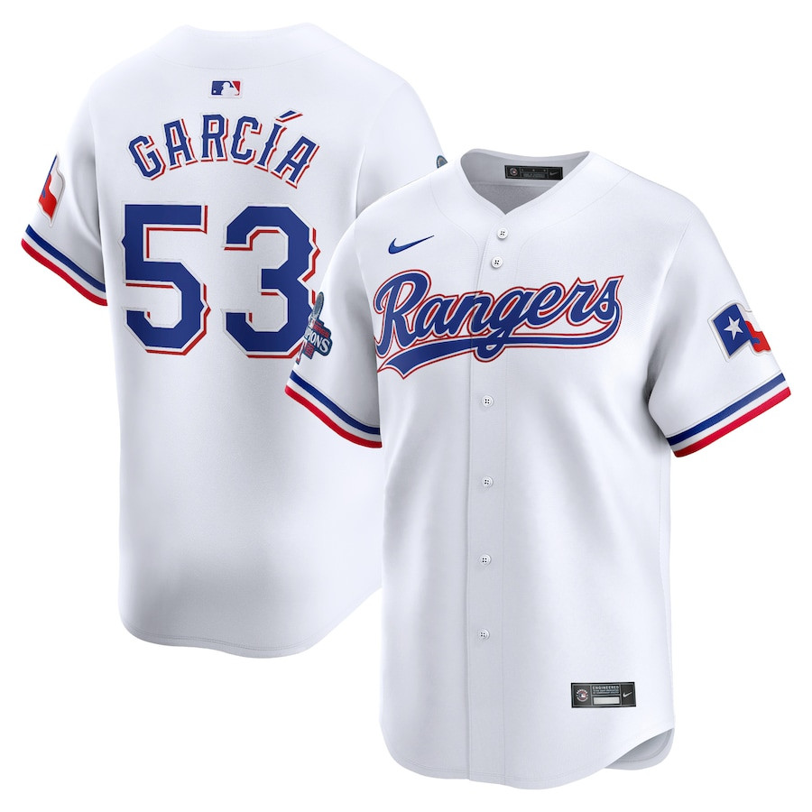 Adolis Garc?a 53 Texas Rangers Home 2023 World Series Champions Limited Men Jersey - White