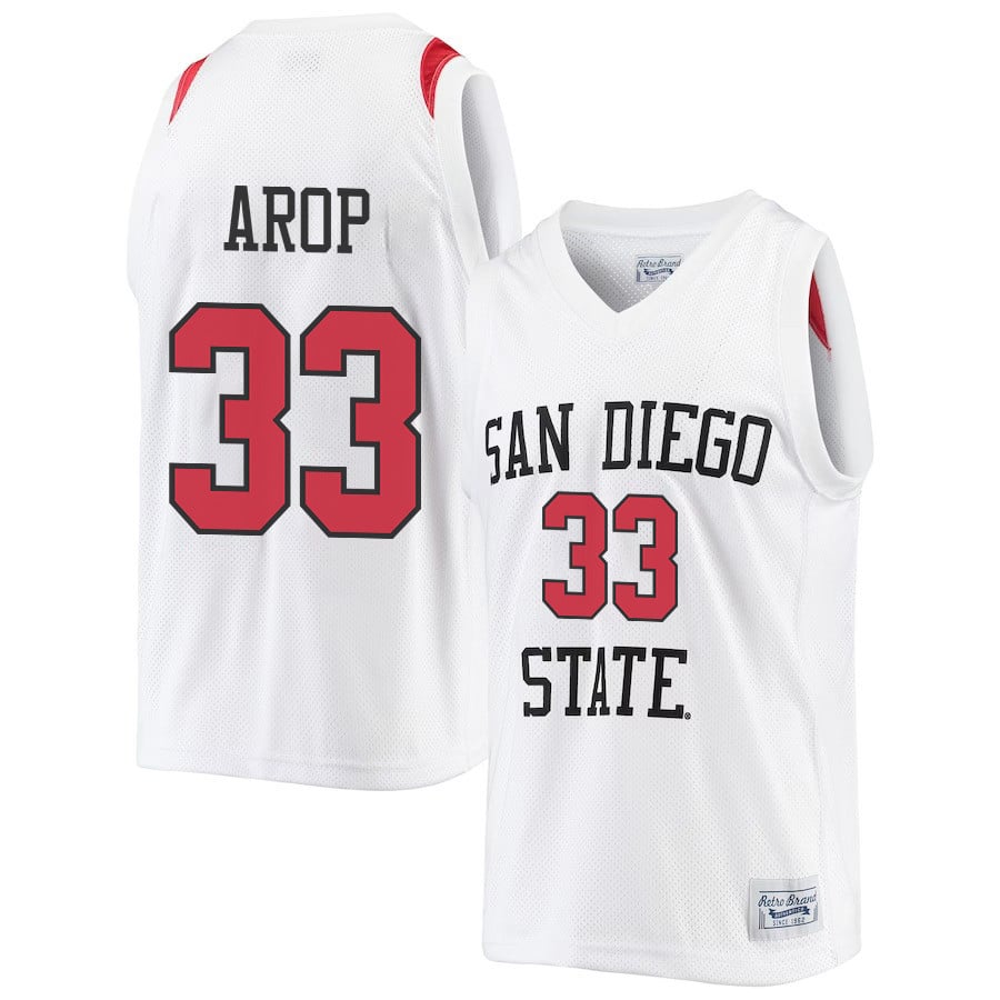 Aguek Arop 33 San Diego State Aztecs 2023 Basketball Jersey- Men White