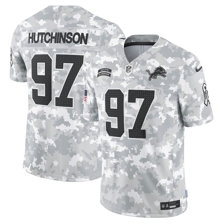 Aidan Hutchinson 97 Detroit Lions 2024 Salute To Service Limited Men Jersey - Arctic Camo Js4362