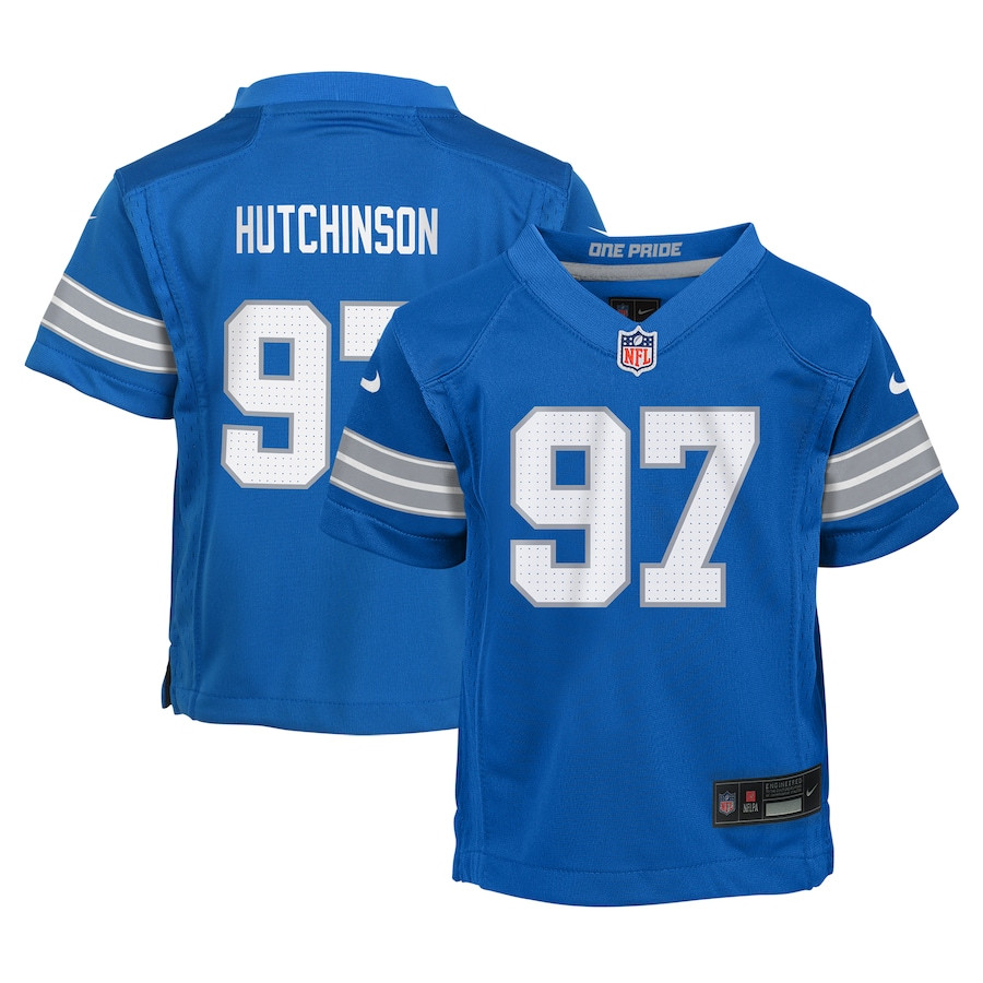 Aidan Hutchinson 97 Detroit Lions Game Youth Jersey - Blue Js8625