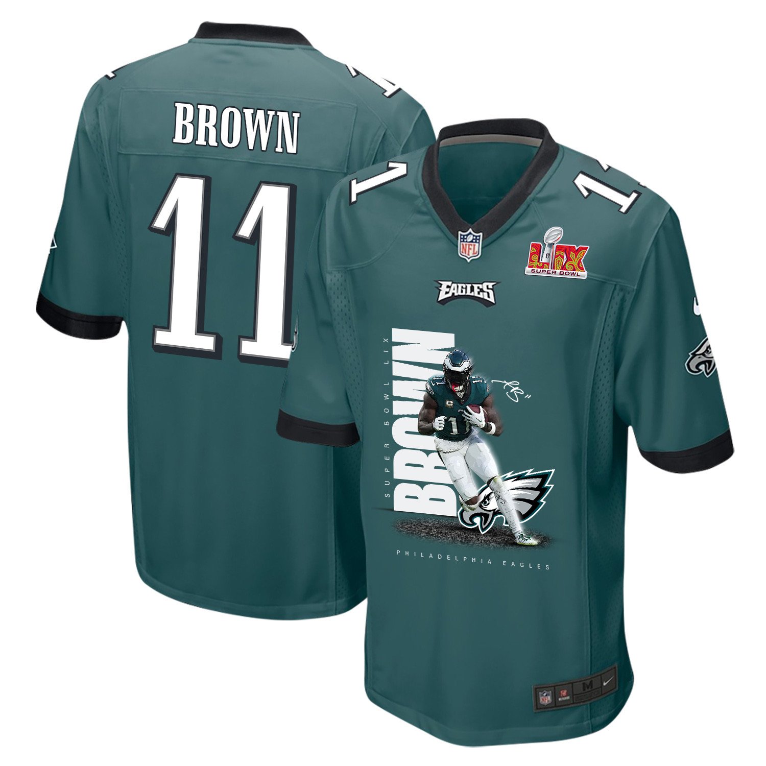 A.j. Brown 11 Philadelphia Eagles 'mr. Ups' Game Men Jersey - Midnight Green Js9730