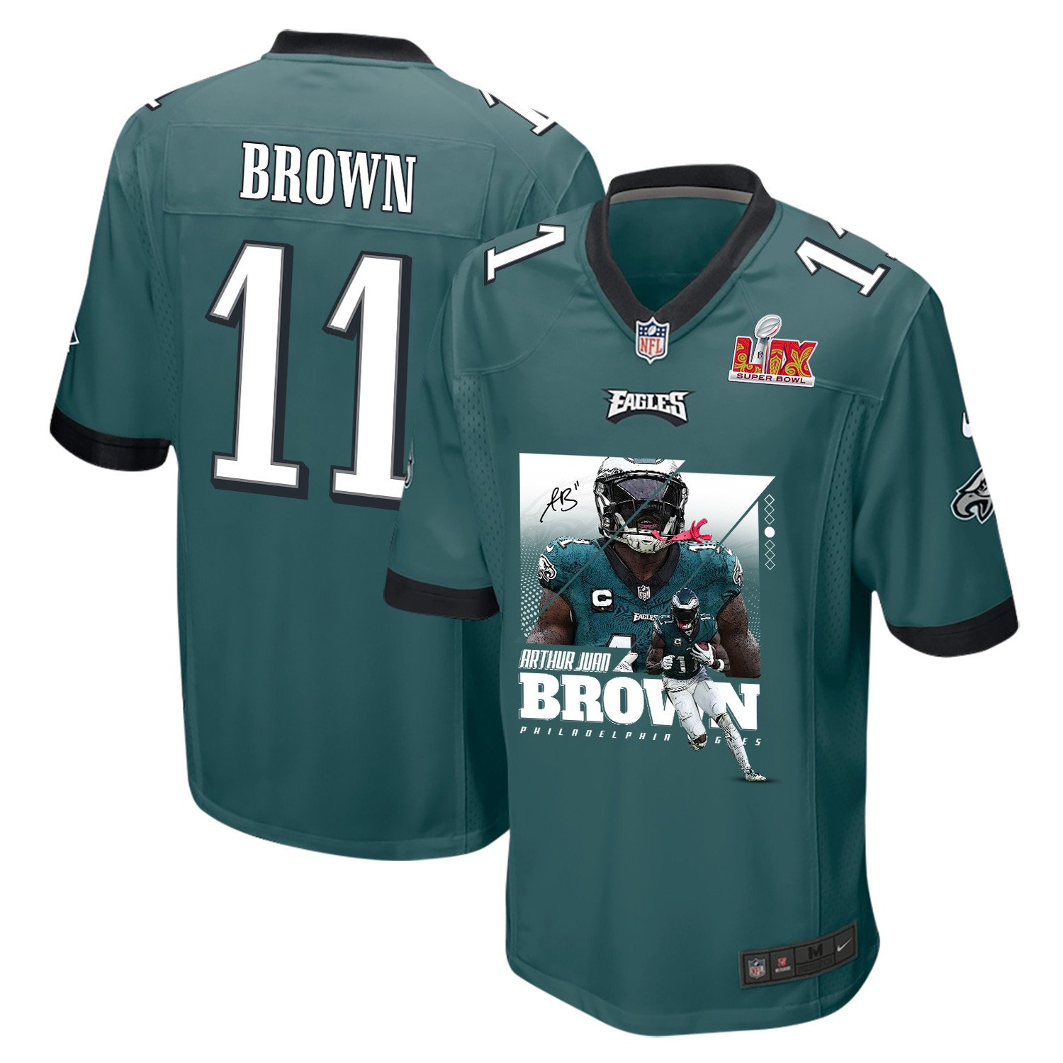 A.j. Brown 11 Philadelphia Eagles 'swole Batman' Game Men Jersey - Midnight Green Js2670