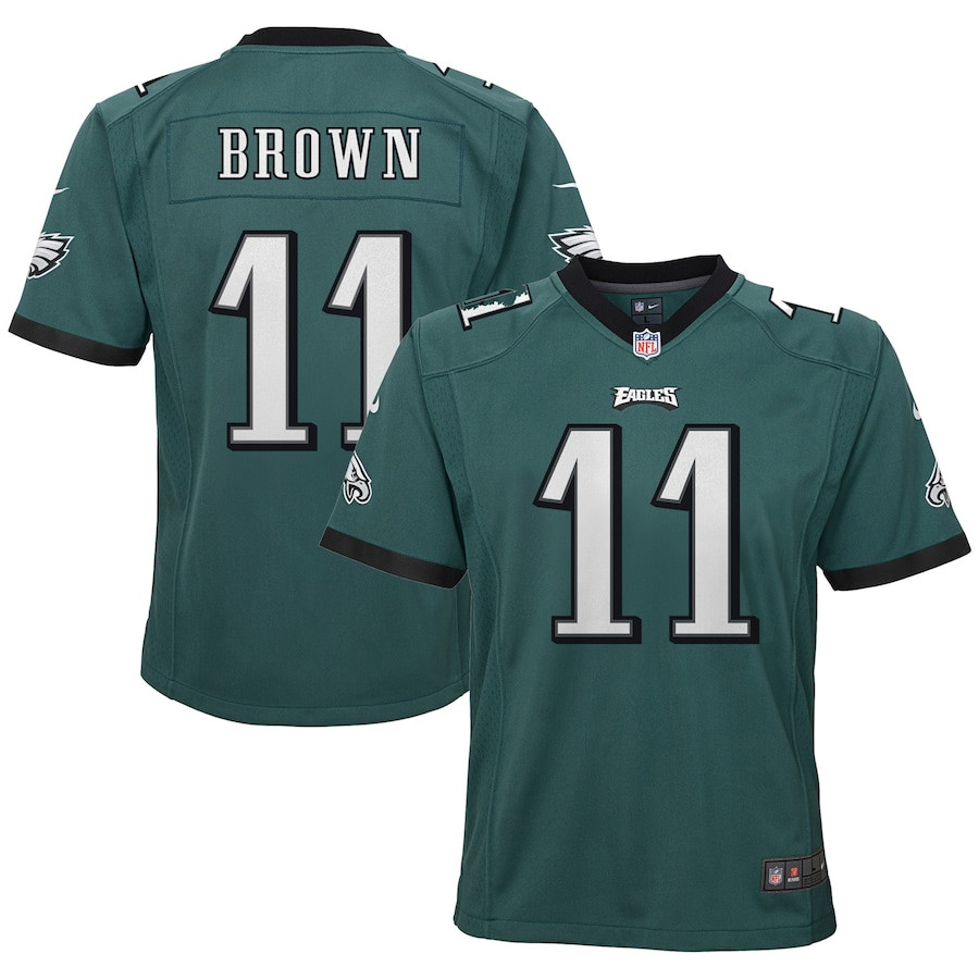 A.j. Brown 11 Philadelphia Eagles Youth Game Jersey - Green Js6600