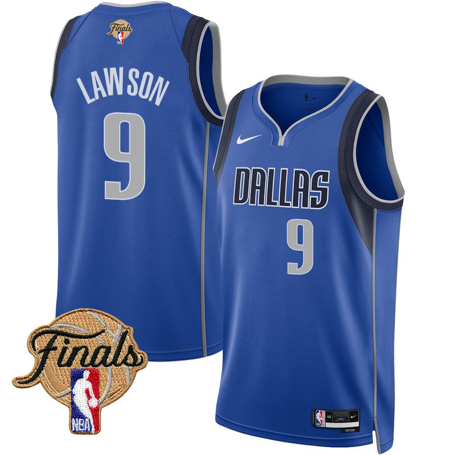 A.j. Lawson 9 Dallas Mavericks 2024 Finals Patch Swingman Jersey - Icon Edition - Blue