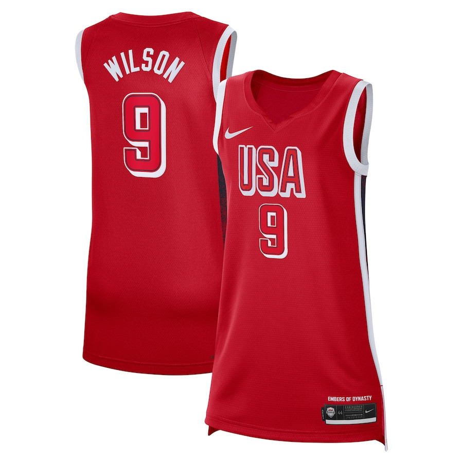 A'ja Wilson 9 Women's Usa Basketball Unisex 2024 Swingman Player Jersey - Red