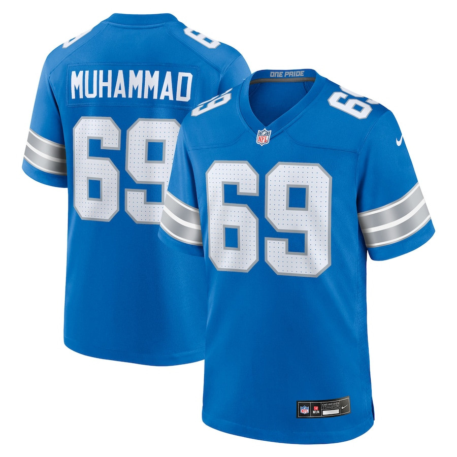 Al-quadin Muhammad 69 Detroit Lions Team Game Men Jersey - Blue Js5273