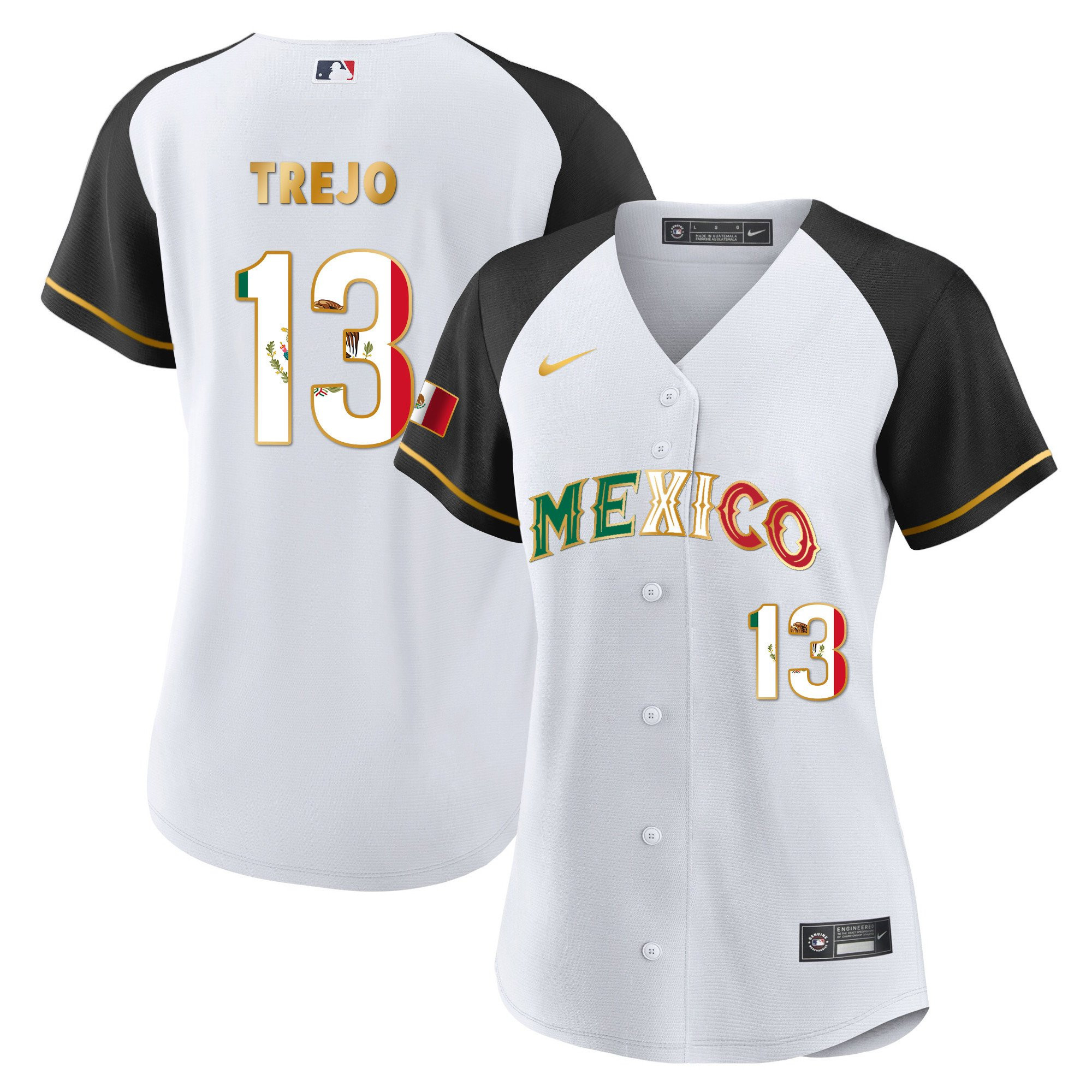 Alan Trejo 13 Mexico 2023 Flag Baseball Jersey - Alternate