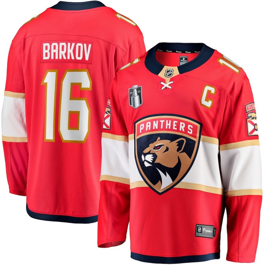 Aleksander Barkov 16 Florida Panthers 2023 Stanley Cup Final Home Breakaway Player Jersey - Red