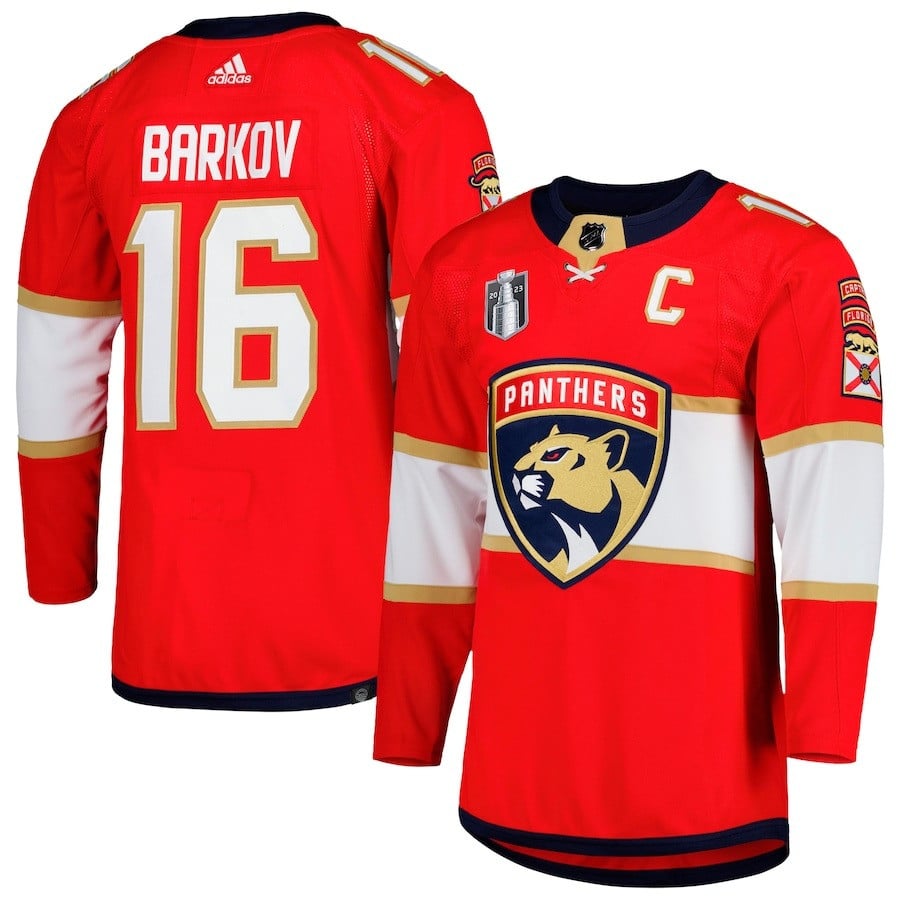 Aleksander Barkov 16 Florida Panthers 2023 Stanley Cup Final Home Primegreen Jersey - Red