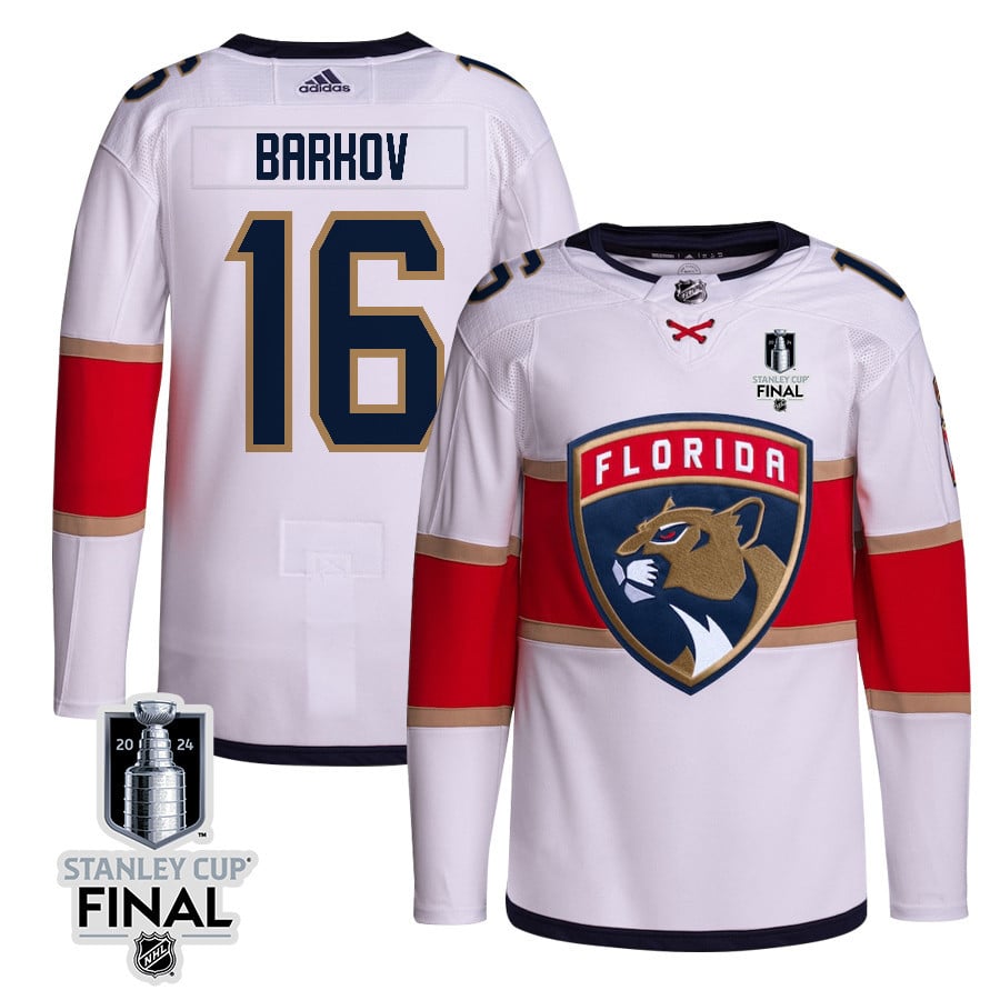 Aleksander Barkov 16 Florida Panthers 2024 Stanley Cup Final Away Breakaway Jersey - Men, White