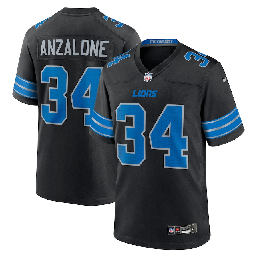 Alex Anzalone 34 Detroit Lions 2nd Alternate Game Men Jersey - Black Js8314