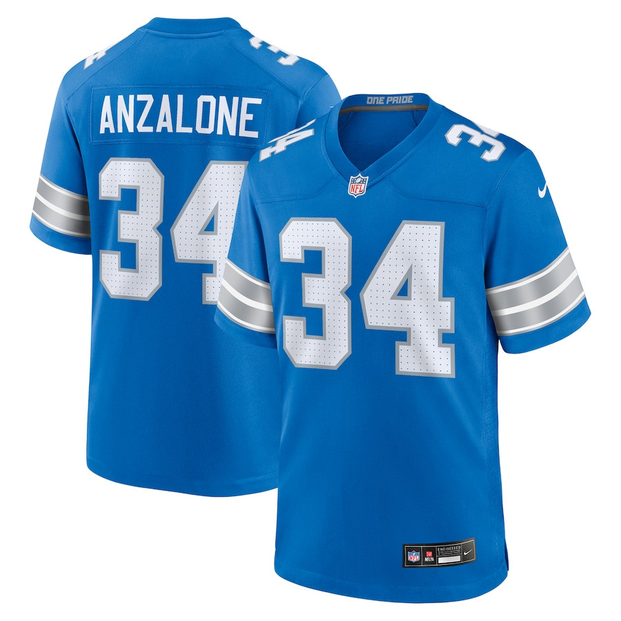 Alex Anzalone 34 Detroit Lions Game Men Jersey - Blue Js7097