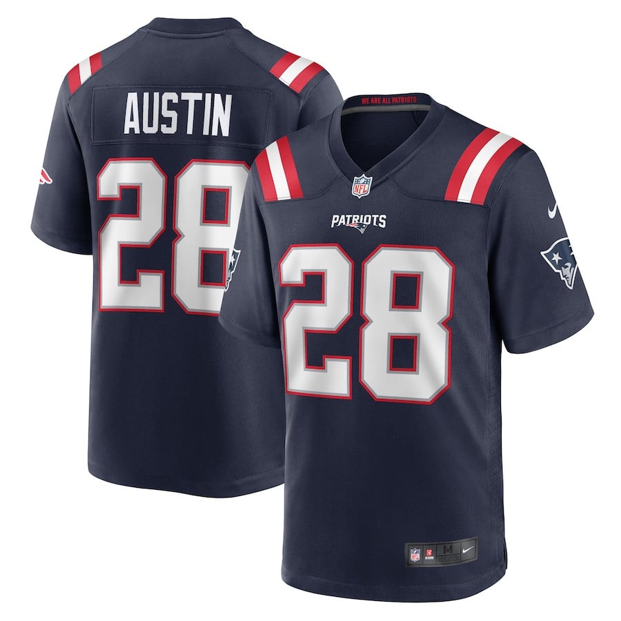 Alex Austin 28 New England Patriots Team Game Men Jersey - Navy Js9530