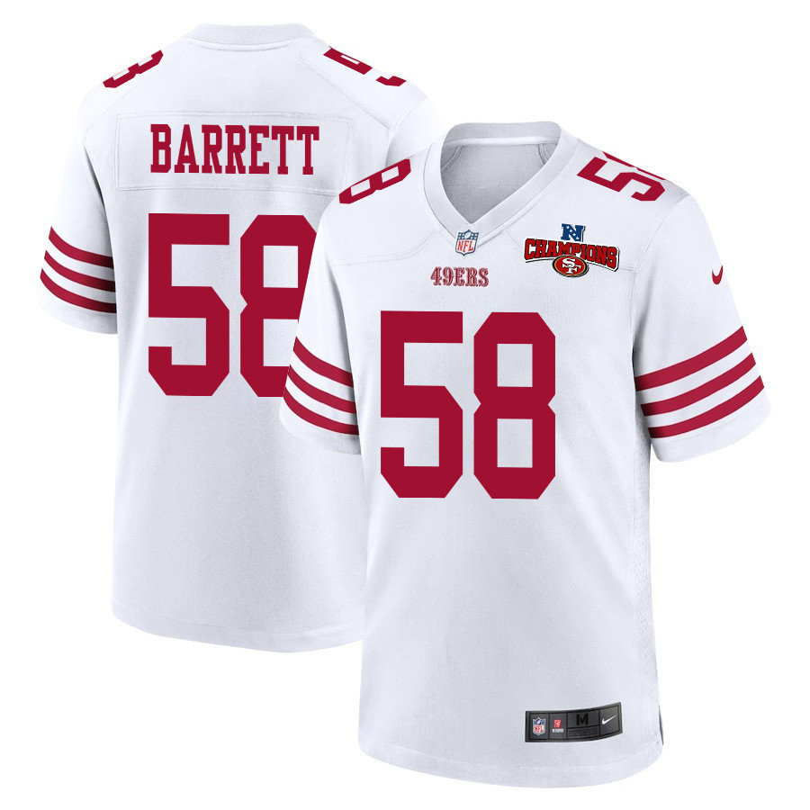 Alex Barrett 58 San Francisco 49ers Nfc Champions Patch Game Men Jersey - White Js9176