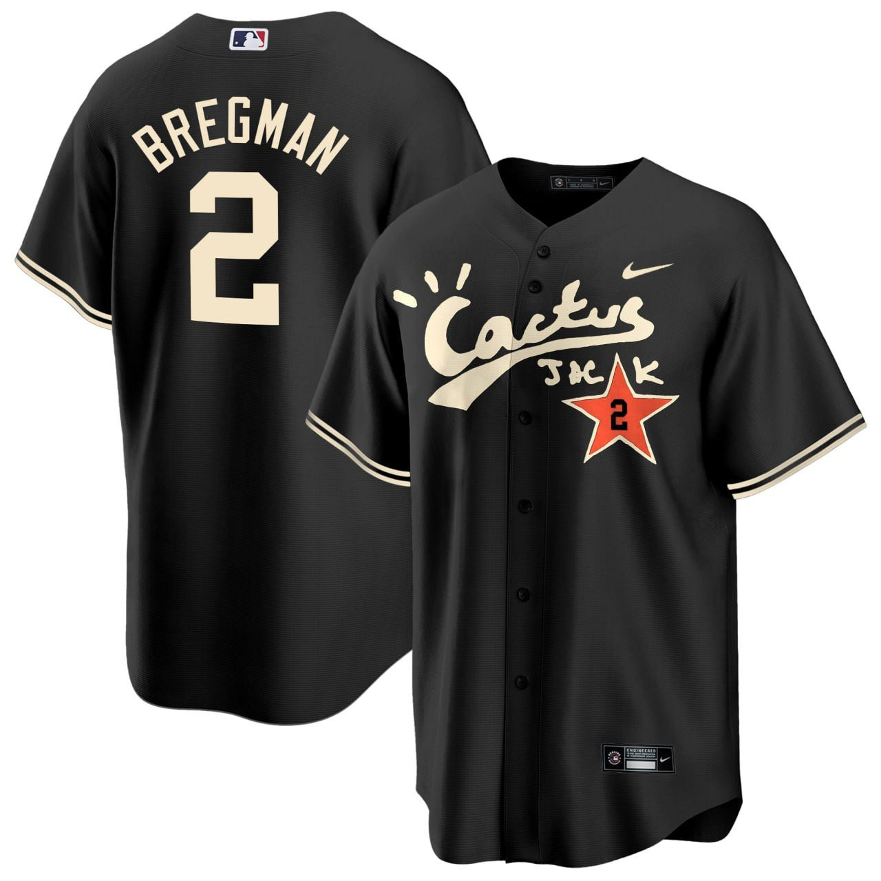 Alex Bregman 2 Houston Astros Cactus Jack Black Jersey - Men