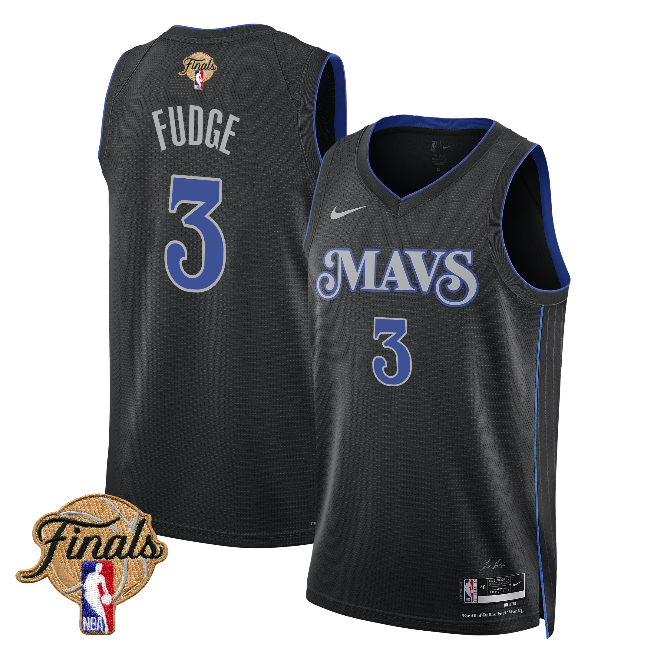Alex Fudge 3 Dallas Mavericks 2024 Finals Patch Swingman Jersey - City Edition - Black