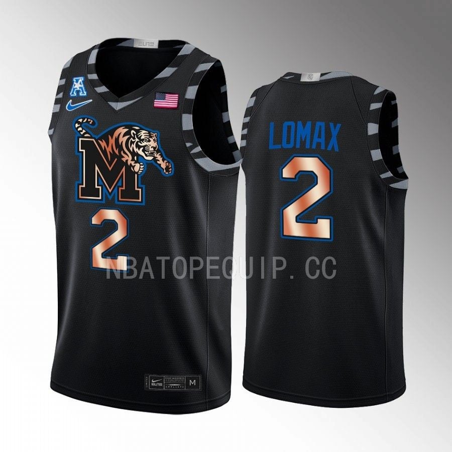 Alex Lomax 2 Memphis Tigers Black Jersey Copper College Basketball