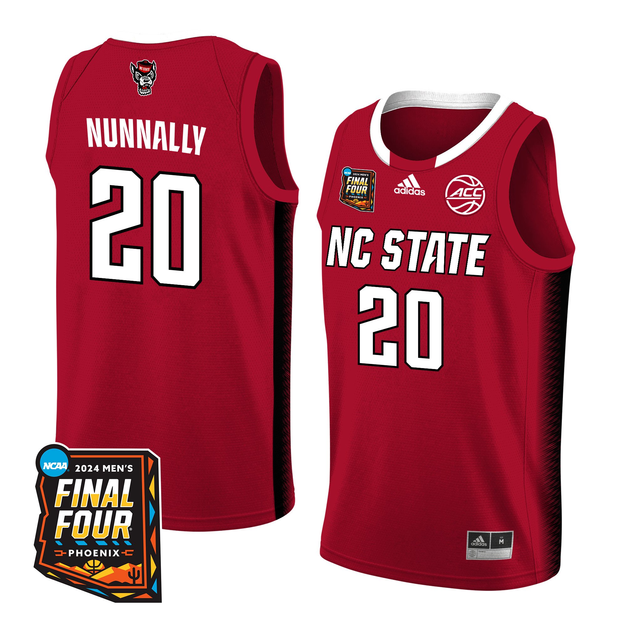 Alex Nunnally Nc State 2024 Men's Final Four Patch Basketball Jersey - Red/white