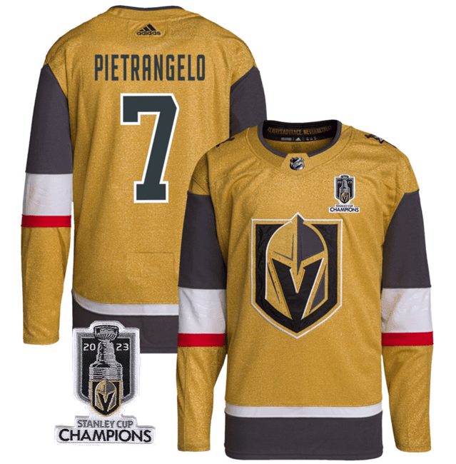 Alex Pietrangelo 7 Vegas Golden Knights 2023 Stanley Cup Champions Patch Breakaway Home Jersey - Gold
